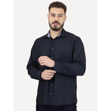 Imagem de Camisa Dudalina Masculina Comfort Tricoline Lisa Azul Marinho-Masculino