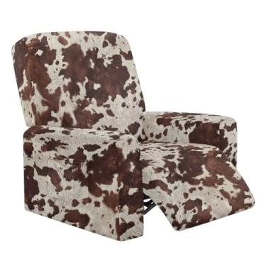 Imagem de Xarleslyna Capa para cadeira reclinável com estampa de vaca ocidental com manchas de vaca Lazyboy, capa protetora para reclináveis com bolsos de armazenamento, preta