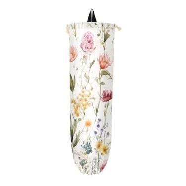 Imagem de Porta-sacos plásticos florais, dispensador de armazenamento de sacolas de supermercado, organizador de armazenamento para cozinha, 1 pacote