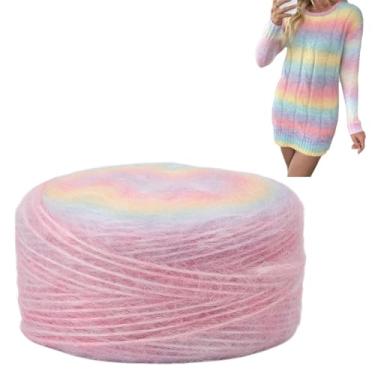Imagem de HOBBIESAY 3 novelos de lã para bolo, lã mohair, acrílico, felpudo, fios fiados à mão, fios macios de mohair para tricô e crochê, faça você mesmo, chapéus, cachecóis, suéteres, cobertores, cachecóis