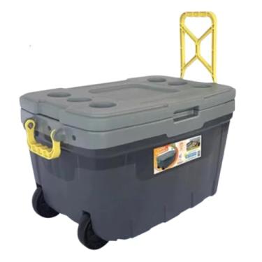 Imagem de CAIXA TÉRMICA GRANDE 54L | COOLER COM RODINHAS 74 LATAS PRAIA PISCINA CAMPING