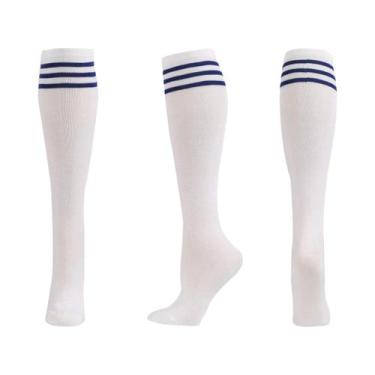 Imagem de Meias De Compressão Unissex Até O Joelho Antiderrapantes Listradas Par