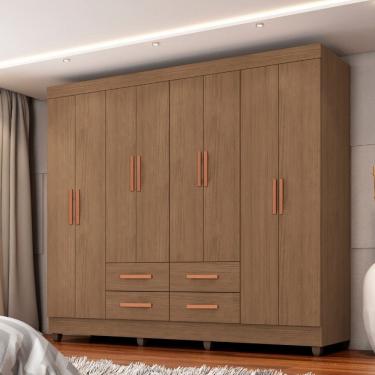 Imagem de Guarda Roupa Casal 8 Portas 4 Gavetas com Pes Lite Moveis Leao