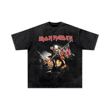 Imagem de Camiseta Unissex Vintage Lavada Hip Hop Rock Manga Curta Estilo Americ