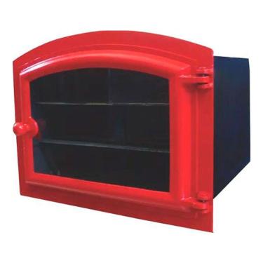 Imagem de Forno Ferro Fundido Porta De Vidro Vermelho 50x47x33cm G