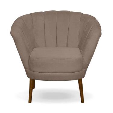 Imagem de Poltrona Cadeira Pétala Flor Decorativa Suede Cappuccino - Kibarato Mó