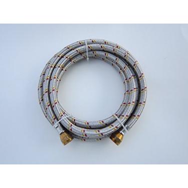 Imagem de Mangueira flexível trançada de aço inoxidável de 1,8 m para porca flare fêmea de 9,5 mm a gás natural/propano com duas extremidades