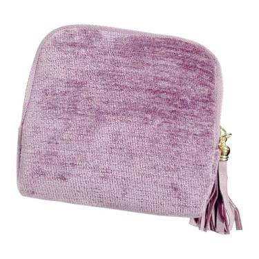 Imagem de YIJU Estojo organizador de joias pequeno para viagem, bolsa para guardar pulseiras e outros acessórios essenciais para mulheres em viagens, Violeta Claro