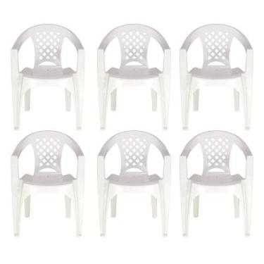Imagem de Kit 6 Cadeiras Tramontina Iguape Polipropileno com Braços Empilháveis,