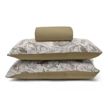 Imagem de Jogo de Lençol KazzaVip Casal Malha 100% Algodão Basic Dinossauros 3 P