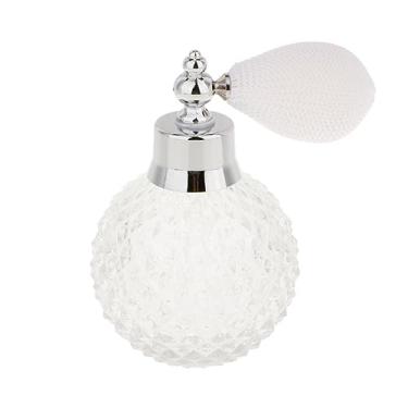 Imagem de SCOLAND Frasco de perfume atomizador de vidro de cristal vintage de 100 ml, spray, transparente, feminino, frasco de perfume de vidro (branco)