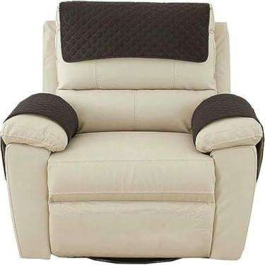 Imagem de Conjunto de 3 peças de capas protetoras para braços de sofá e poltrona reclinável, em tecido resistente com bolso lateral. Ideal para sofás, poltronas e sofás de dois lugares.