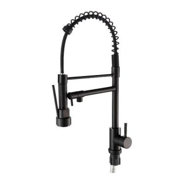 Imagem de Torneira De Pia Cozinha Bancada Gourmet 2 Jatos Preto Flex