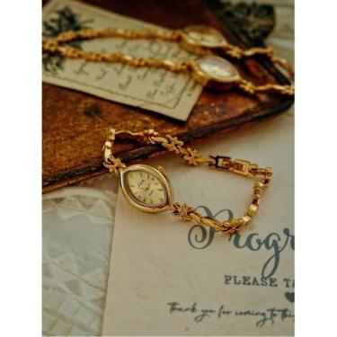 Imagem de Relógio De Pulso Feminino À Prova d'Água Com Pequeno Mostrador Dourado