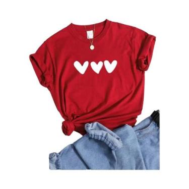 Imagem de Camiseta plus Size Preta Com Estampa De Coração, Confortável E Macia, 