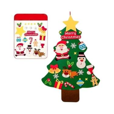 Imagem de Conjunto De Árvore De Natal Em Feltro DIY Para Crianças Com 32 Ornamen
