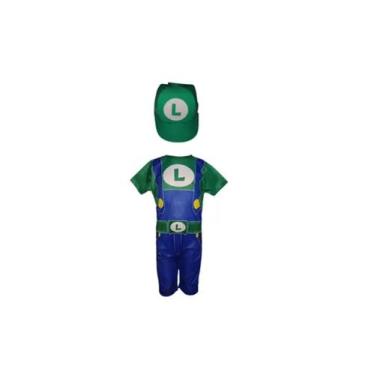 Imagem de Fantasia Infantil Roupa Luigi Com Chapéu De E.v.a - Bililika, Verde, G