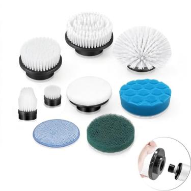 Imagem de NOTLZPLS Escova de limpeza 8 em 1 para esfregão giratório elétrico, para esfregão giratório elétrico ANS-8051A/8050, para limpeza doméstica e de poluição por óleo pesado, preto