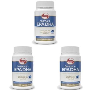 Imagem de Ômega 3 EPA DHA 60 cápsulas Vitafor - 3 unidades - Vitamina E
