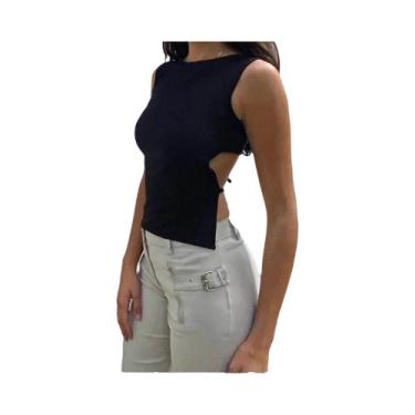 Imagem de Top Cropped Sem Costas E Sem Mangas, Sexy, Para O Verão, Com Detalhes,