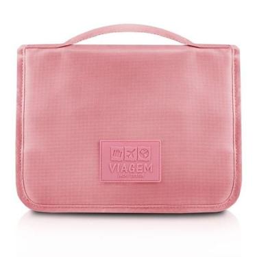 Imagem de Necessaire Com Gancho Para Viagem Estampa Lisa Jacki Design Rosa