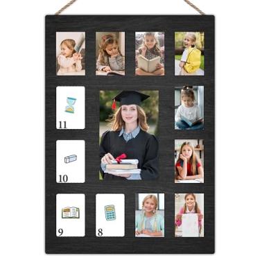 Imagem de AWDSTN Porta-retrato escolar pré-K a 12, moldura preta de madeira para graduação do jardim de infância à formatura, presentes de formatura e decoração de festa para estudantes, professores, pais -06
