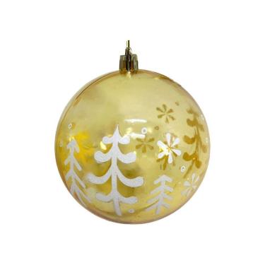 Imagem de Bola De Natal Decorada Print Mix Dourada Translúcida Luxo 10cm - Magizi