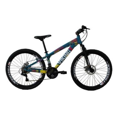 Imagem de Bicicleta Tuff25 Freeride Aro 26 Azul Amarelo 21 Vel Vikingx