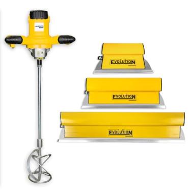 Imagem de Misturador Mel1200w Elétrico + Desempenadeira Berox 25, 40, 60cm Evolution em Aço Inox para Massa Corrida, Argamassa, Pintores, Pedreiros Menegotti Profissional Kit - 127v