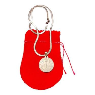 Imagem de COLAR corrente AÇO INOX Snake 45 cm pingente signo libra - ASA