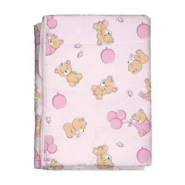 Imagem de Edredom para Bebê Dupla Face 85 cm x1,30 m Bercinho, Ursa Balões