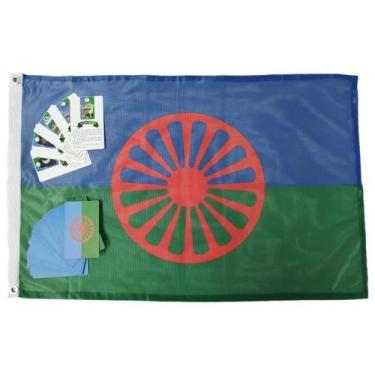 Imagem de Bandeira Cigana Tecido Dupla Face Haste Decorativa 45x64 cm - Lua Mist
