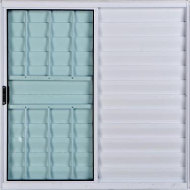 Imagem de Janela Veneziana de Alumínio 3 Folhas 1,20 X 1,20 Com Grade Cor Branco
