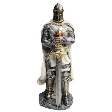 Imagem de Estátua Decorativa Cavaleiro Templário Com Espada Em Resina - Tenda Me