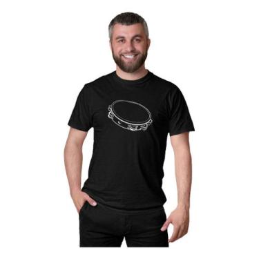 Imagem de Camiseta Masculina Estampa Pandeiro Samba Algodão Manga Curta - BLACKC