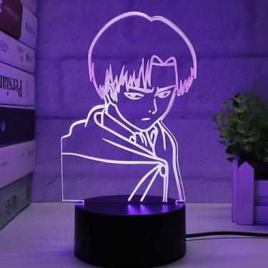 Imagem de Candeeiro de mesa USB Night Light 3D Attack on Titans com toque preto 
