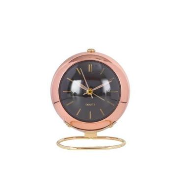 Imagem de Despertador em metal analógico em ouro rosa 10x8cm 350g - yiweisai