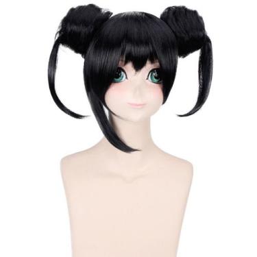 Imagem de Peruca Cosplay Love Live Nico Yazawa preta 45cm sintética - taiyuanket