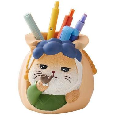 Imagem de Porta-canetas Creative Resin Cat Design com tubo para mesa - yiweisai