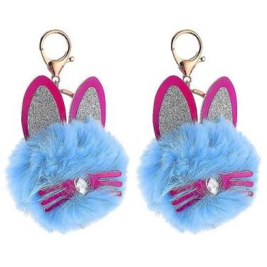 Imagem de Chaveiros, 2 peças de adoráveis bolas de pele em forma de orelha de ga