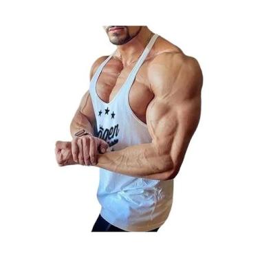 Imagem de Camiseta Masculina Sem Mangas De Algodão Para Musculação, Ginástica, C