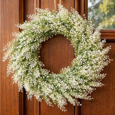 Imagem de Guirlanda Artificial Enfeite Parede Porta Flores Branco 30cm - Genéric