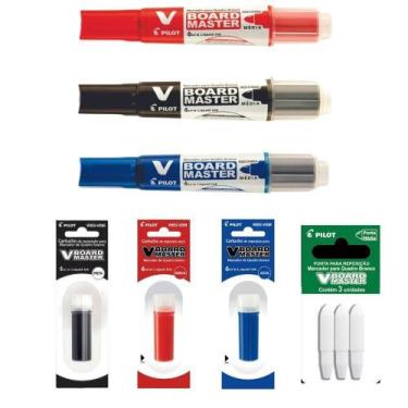 Imagem de Kit 3 Pincel Quadro Branco V-board Master Pilot + 3 Refil V-board Pilo
