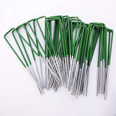 Imagem de Estacas de jardim, 10/50 peças em forma de U grama, grama, grama, galvanizada, grampos de fixação para prender cercas, barreira de ervas daninhas, fios ao ar livre, barracas lonas 50 peças