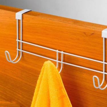 Imagem de Cabide de Porta Quarto Banheiro Lavanderia Multiuso 3 Ganchos Cromados