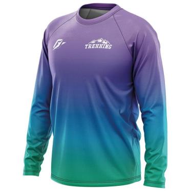 Imagem de Camiseta Manga Longa Unissex Trekking Gradiente Tie Dye Uva Ciano-Masculino