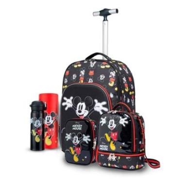 Imagem de Kit Mochila Rodinha Lancheira Estojo Garrafa Disney Escolar Infantil-Masculino