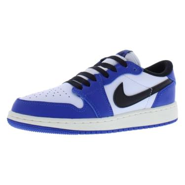 Imagem de Tênis infantil Air Jordan 1 Low OG cinza lobo grande (CZ0858-140, branco/Game Royal/Sai...