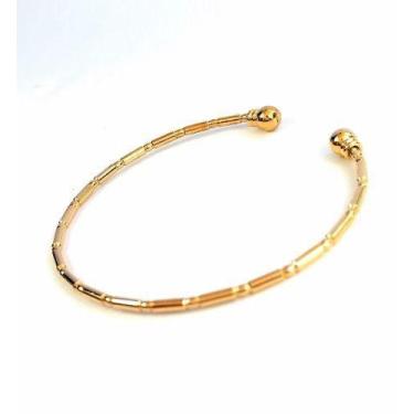 Imagem de Bracelete Bola E Canutilhos Banho Ouro 18k 986 - Très Chic Joias, 7 cm