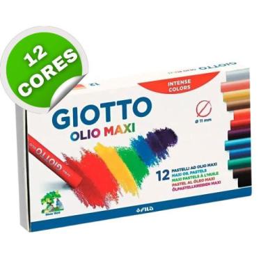 Imagem de Giz Pastel Oleoso Maxi Giotto -Kit Com 12 Cores Intensas 7CM